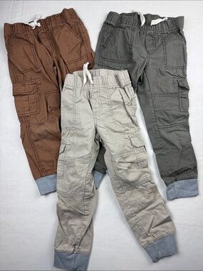 Cat & Jack Bundle Cargo Jogger Pants Brown Olive Khaki Size 4T